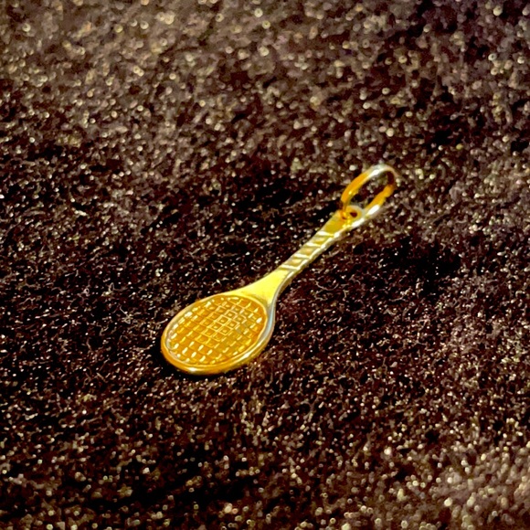 14K 585 Yellow Gold Tennis Racket Pendant - Picture 2 of 4